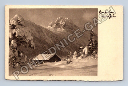 Pohlednice Německo zasněžená krajina chata hory 1940 (M41869)