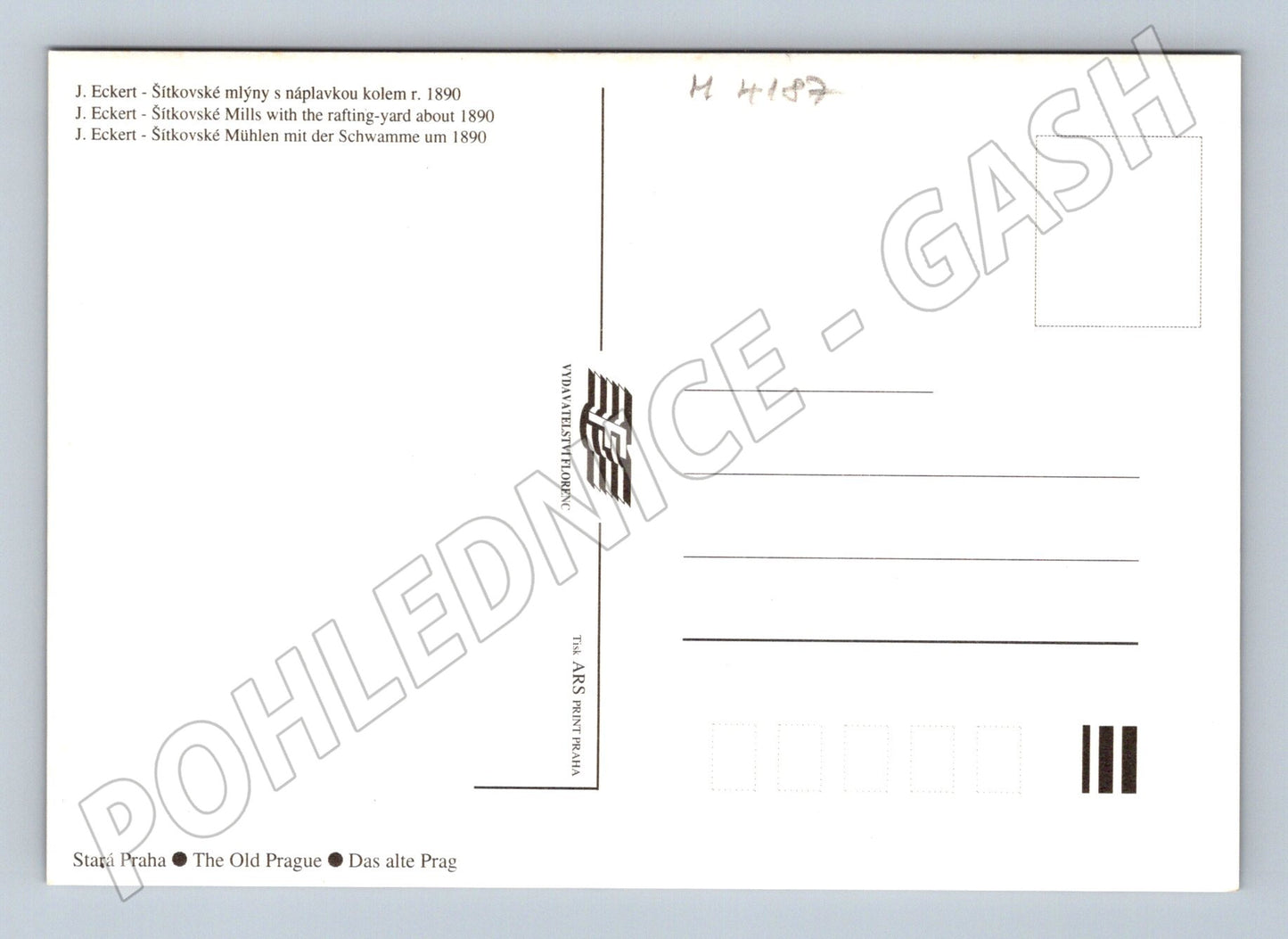 Pohlednice Praha Šítkovské mlýny náplavka 1890 (M4187)