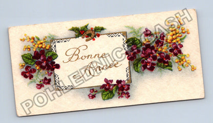 Pohlednice Francie Novoroční přání Bonne Année květiny (M41874)