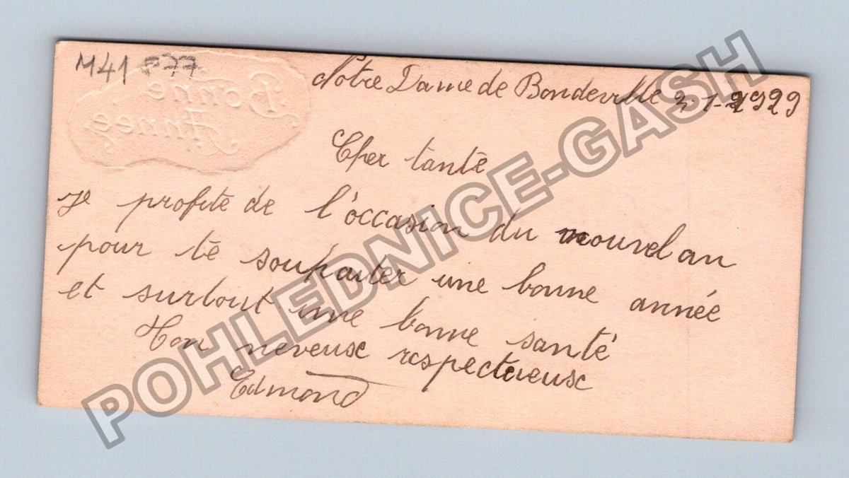 Pohlednice Francie Novoroční přání Bonne Année (M41877)