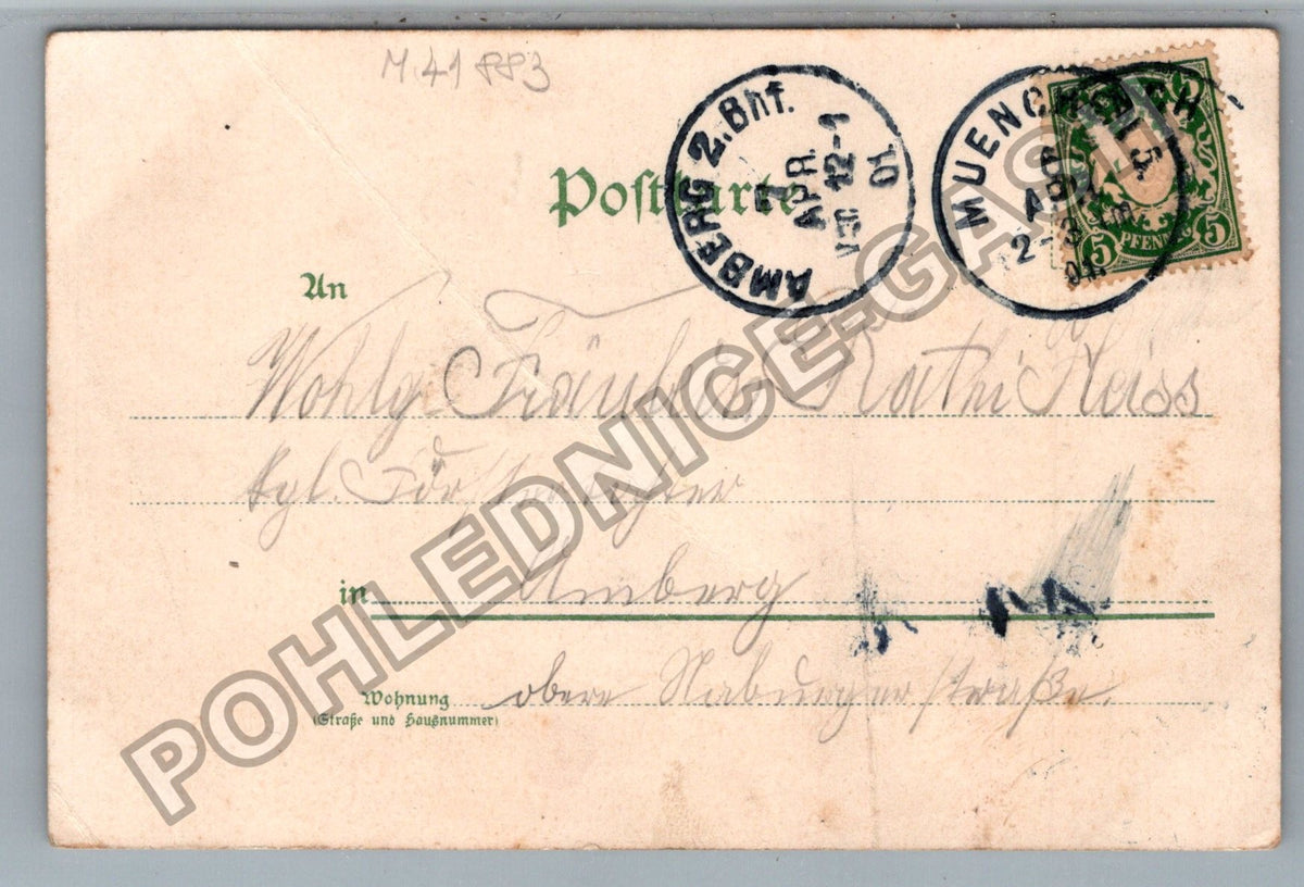 Pohlednice Velikonoce jehně s košíkem vajec 1901 (M41883)