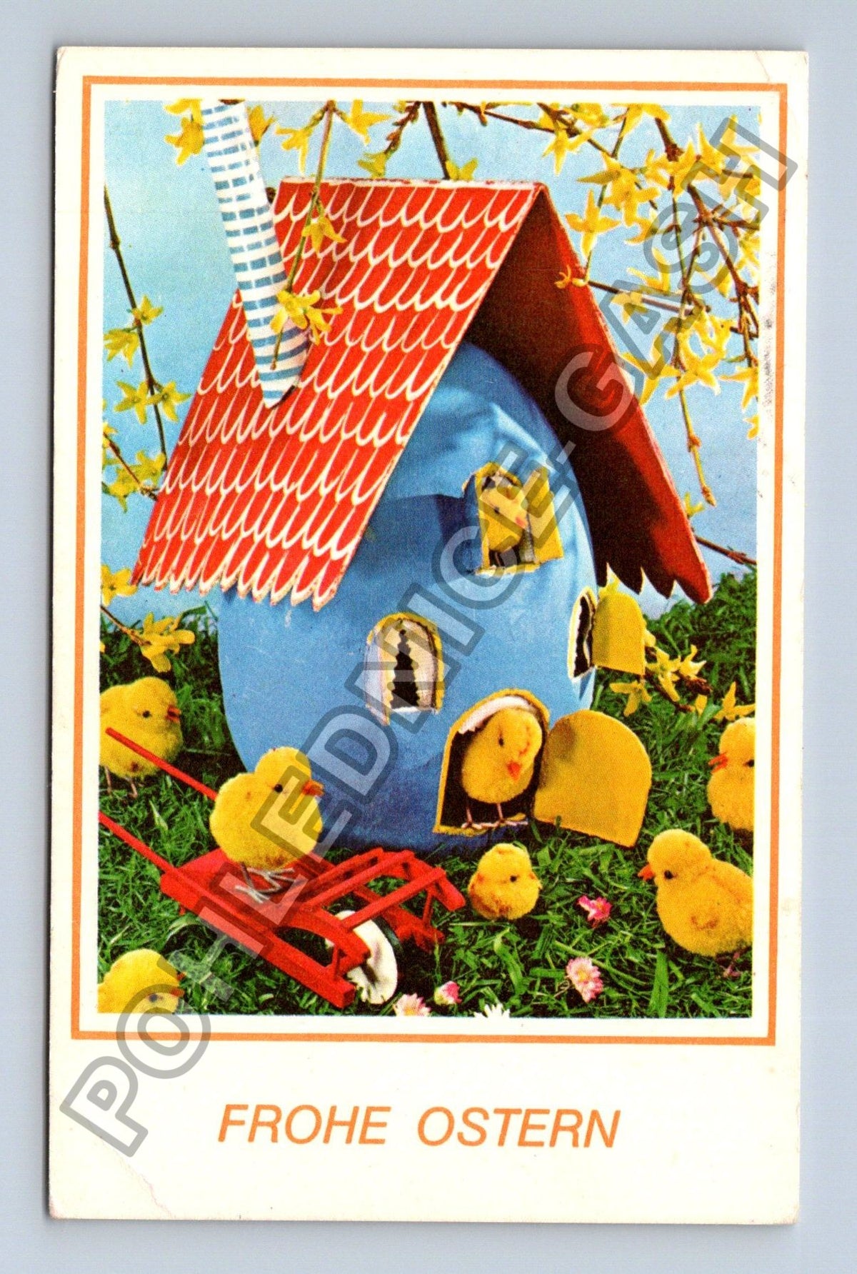 Pohlednice Rakousko Velikonoce kuřátka domeček (M41889)