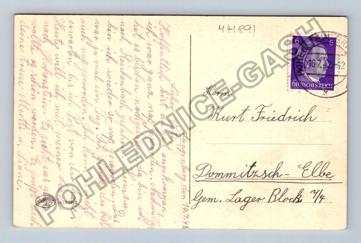 Pohlednice Německo Bergnaeadies horská chata sníh květiny (M41891)