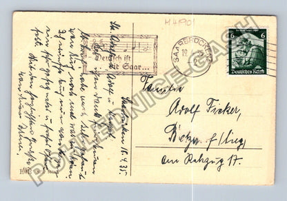 Pohlednice Německo dívka s králíkem Fröhliche Ostern 1935 (M41901)