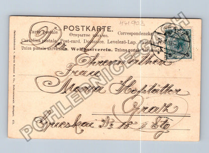 Pohlednice Rakousko Velikonoční přání fialky kočičky 1909 (M41903)