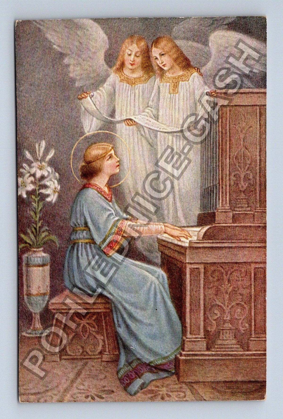 Pohlednice Svatá Cecílie hrající na varhany s anděly (M41907)