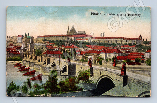 Pohlednice Praha Karlův most a Hradčany motiv (M4191)
