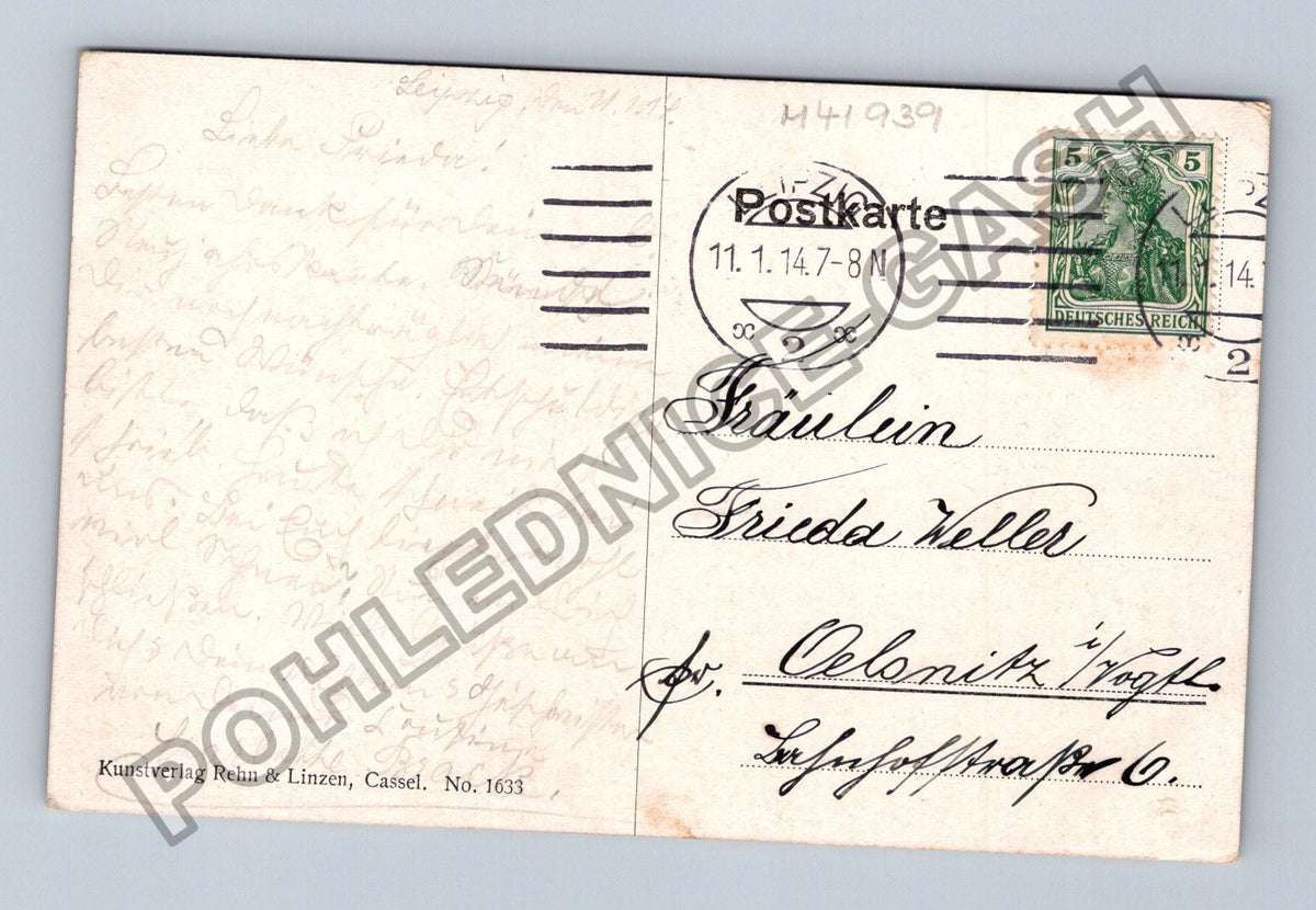 Pohlednice Kvetoucí stromy cesta postava (M41939)