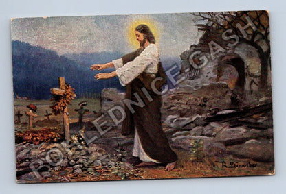 Pohlednice Německo Ježíš Kristus hrob vojáka I. světová válka (M41943)