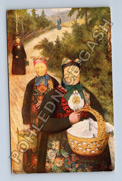 Pohlednice Skandinávie Th Kittelsen Grautkjerringer (M41948)