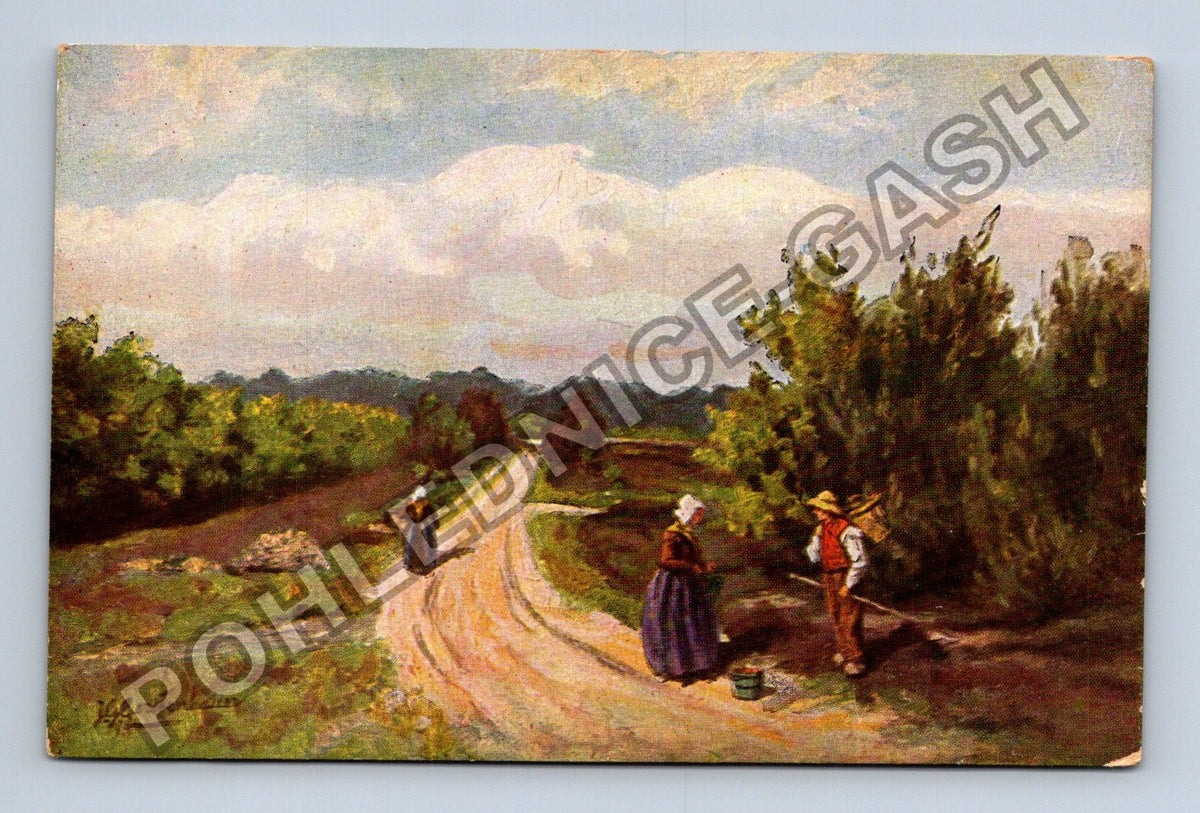 Pohlednice Holandsko venkovská krajina s postavami (M41959)