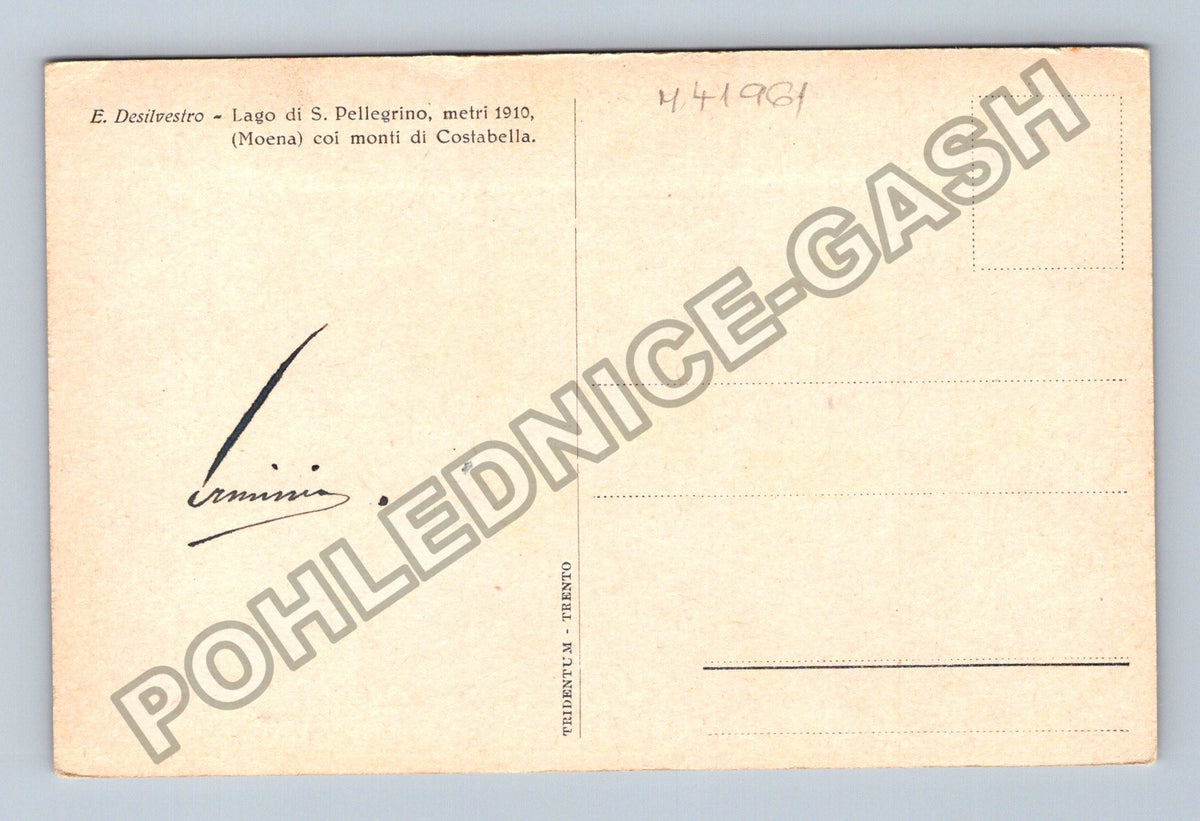 Pohlednice Itálie Lago di S Pellegrino Moena 1910 (M41961)