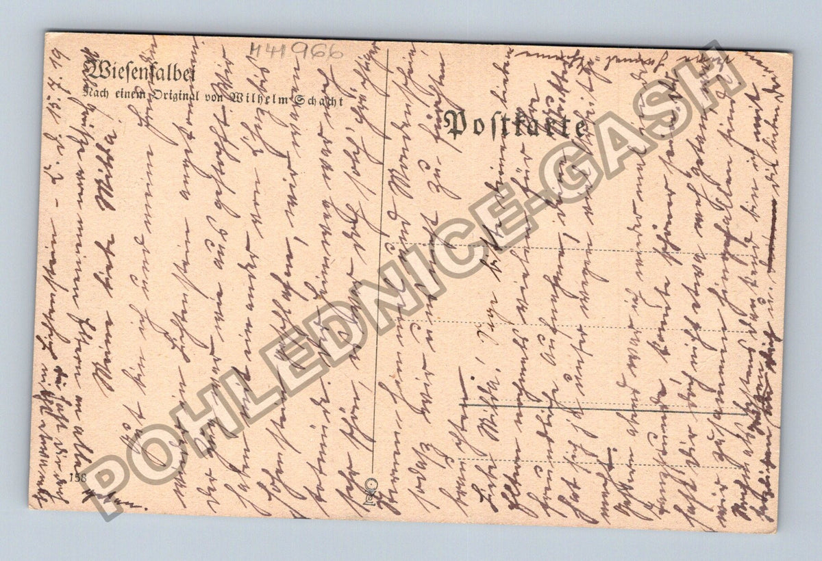 Pohlednice Wiesenhalbe břízy louka s květy kostel (M41966)