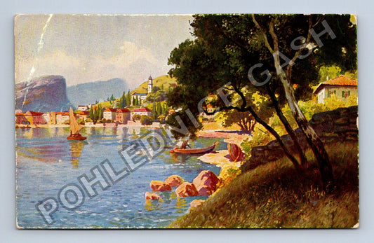 Pohlednice Itálie jezero město v horách (M41968)
