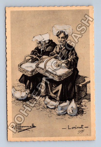 Pohlednice Francie Lorient ženy v krojích s košíky (M41973)
