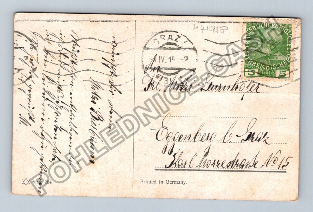 Pohlednice Rakousko Frühlingsfreuden ovce jezero 1908 (M41988)