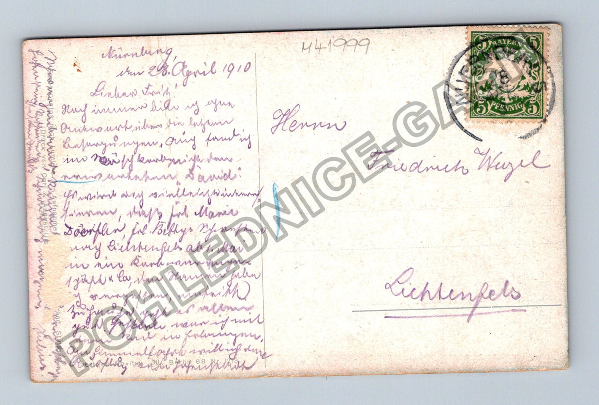Pohlednice Německo Lichtenfels zahrada žena s deštníkem 1910 (M41999)