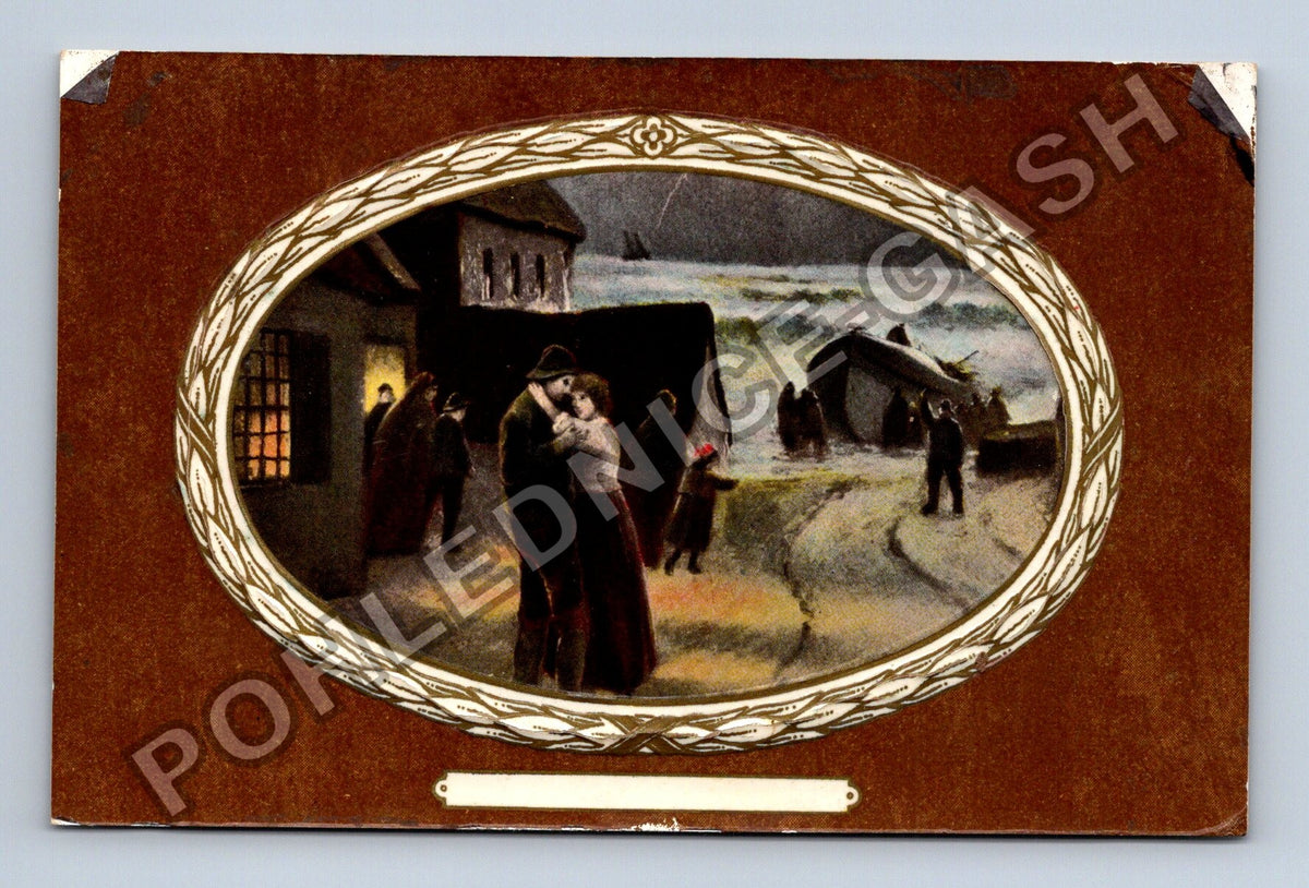 Pohlednice Francie milenecká dvojice bouře loď (M42004)