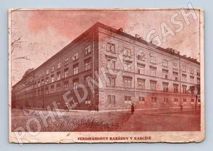 Pohlednice Praha Ferdinandovy kasárny Karlín historický motiv (M4210)