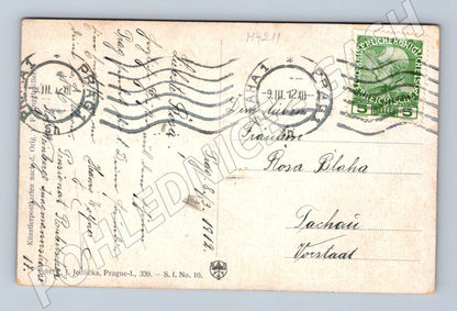 Pohlednice Praha Hradčany malovaná 1919 historický motiv (M4211)