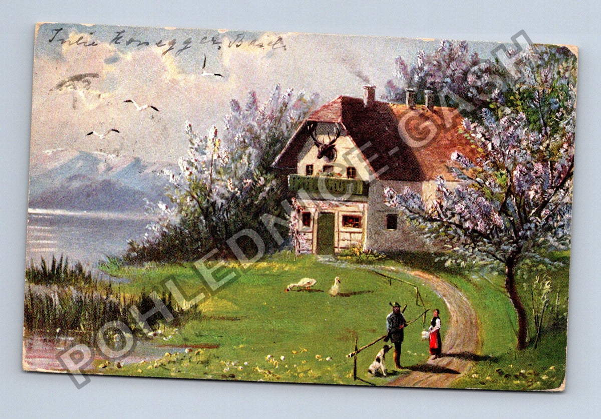 Pohlednice Švýcarsko Basel chalupa u jezera 1907 (M42118)