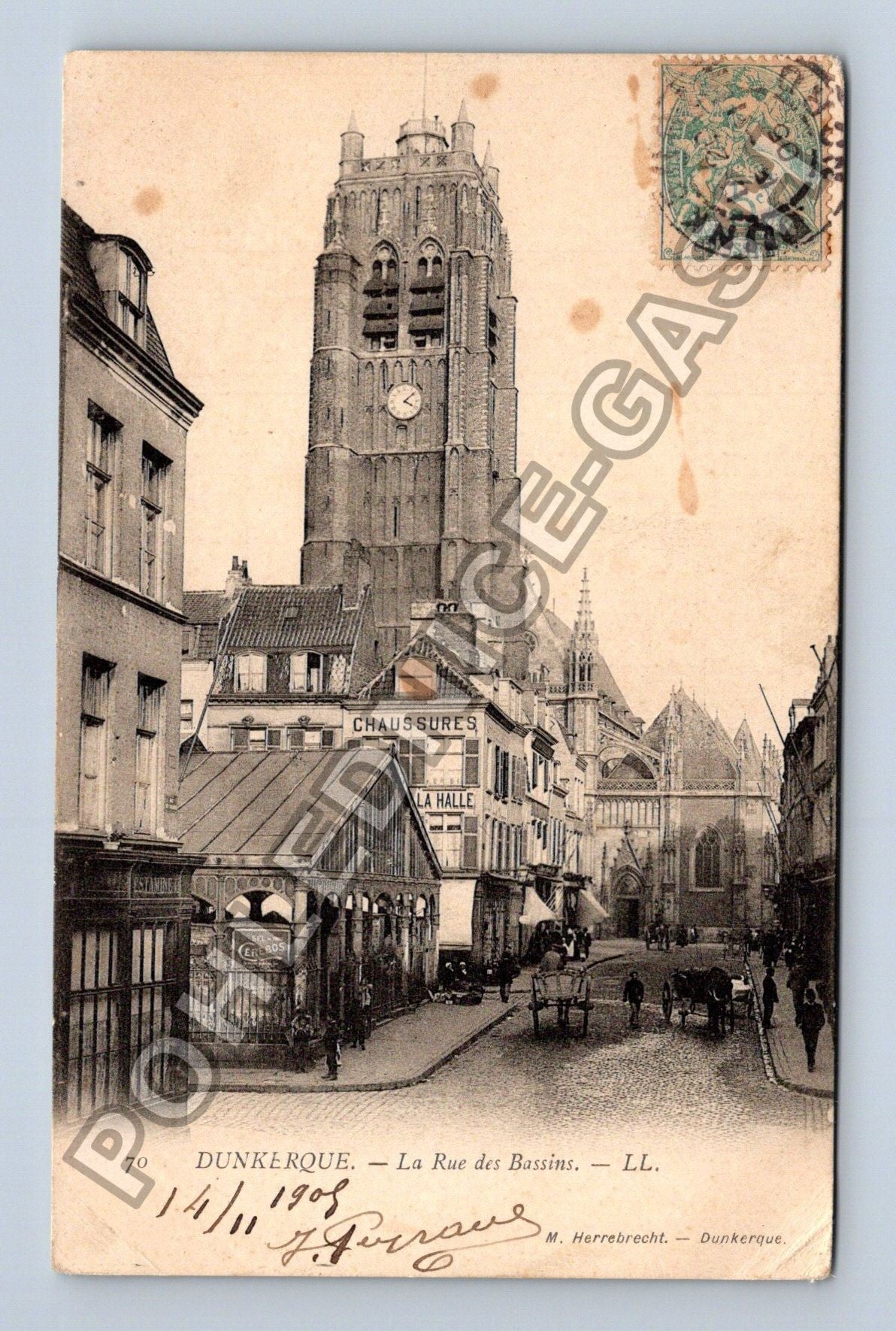Pohlednice Francie Dunkerque La Rue des Bassins 1908 (M42161)