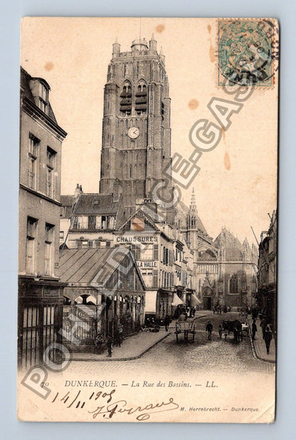 Pohlednice Francie Dunkerque La Rue des Bassins 1908 (M42161)