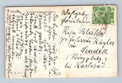 Pohlednice Praha Karlův most a klášter kolorovaný (M4217)