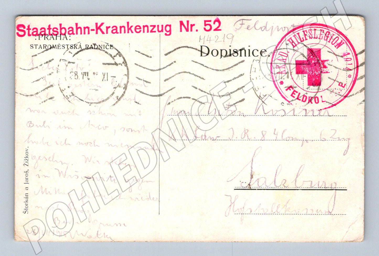 Pohlednice Praha Staroměstská radnice 1915 historický (M4219)