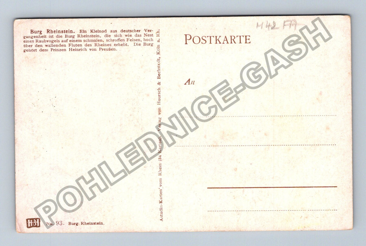 Pohlednice Německo Burg Rheinstein hrad (M42197)