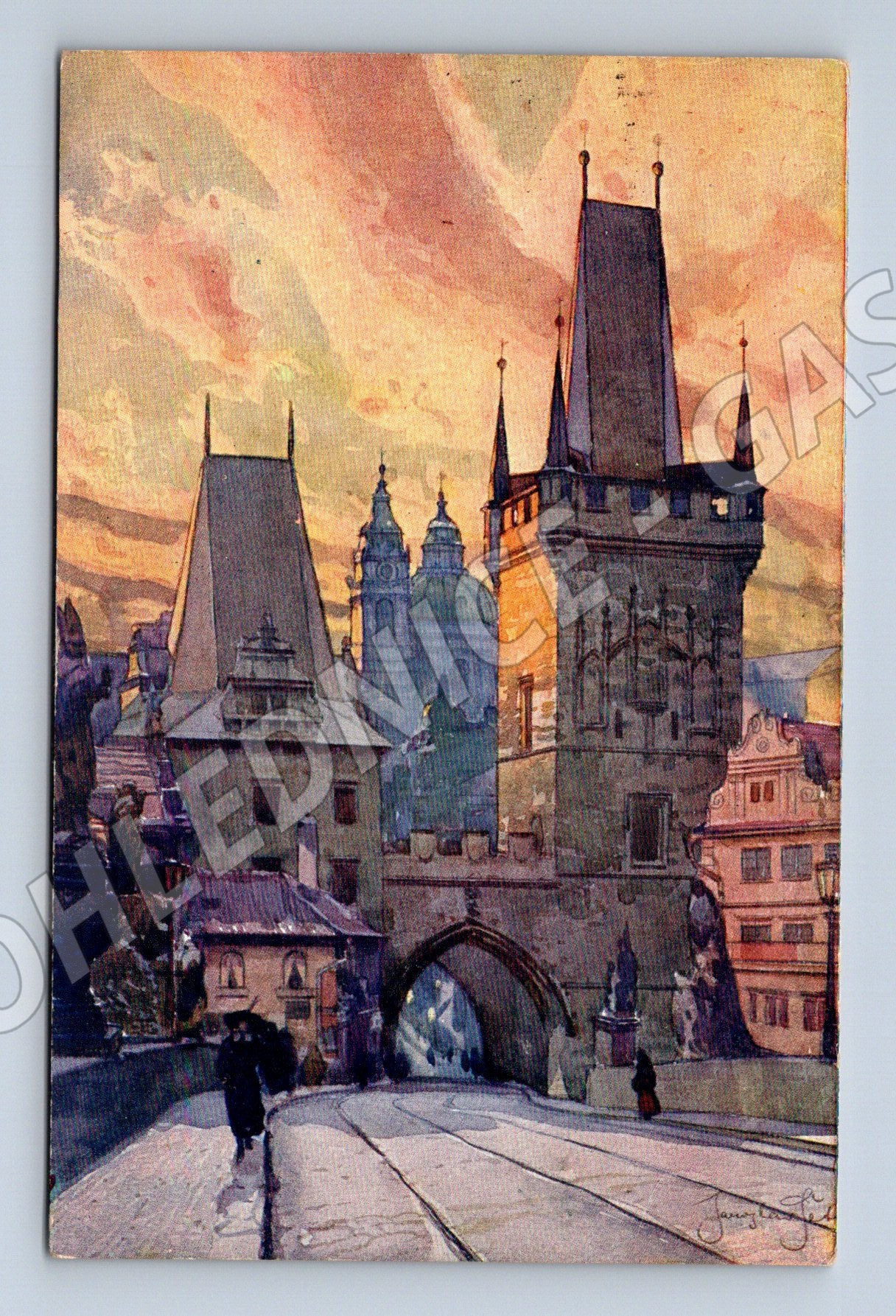 Pohlednice Praha Malostranské věže historický motiv (M4221)