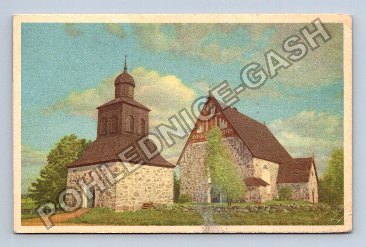 Pohlednice Finsko kostel a zvonice 1946 (M42214)
