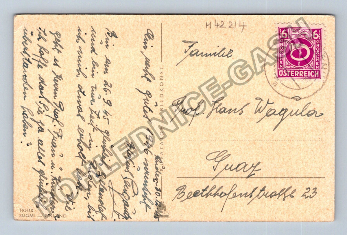 Pohlednice Finsko kostel a zvonice 1946 (M42214)