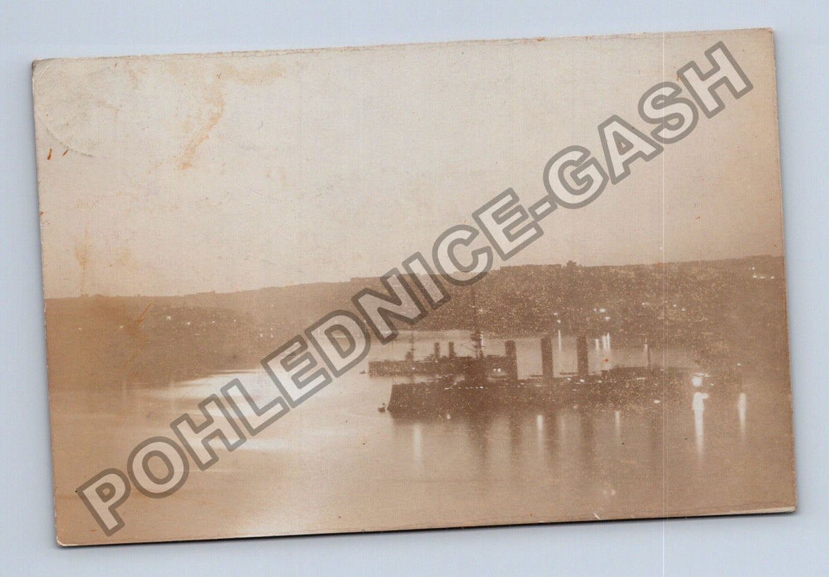 Pohlednice Malta Valetta noční přístav lodě 1913 (M42221)