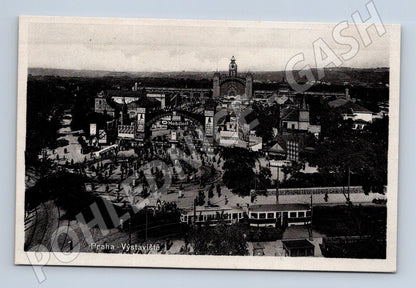 Pohlednice Praha Výstaviště tramvaj historický motiv (M4223)