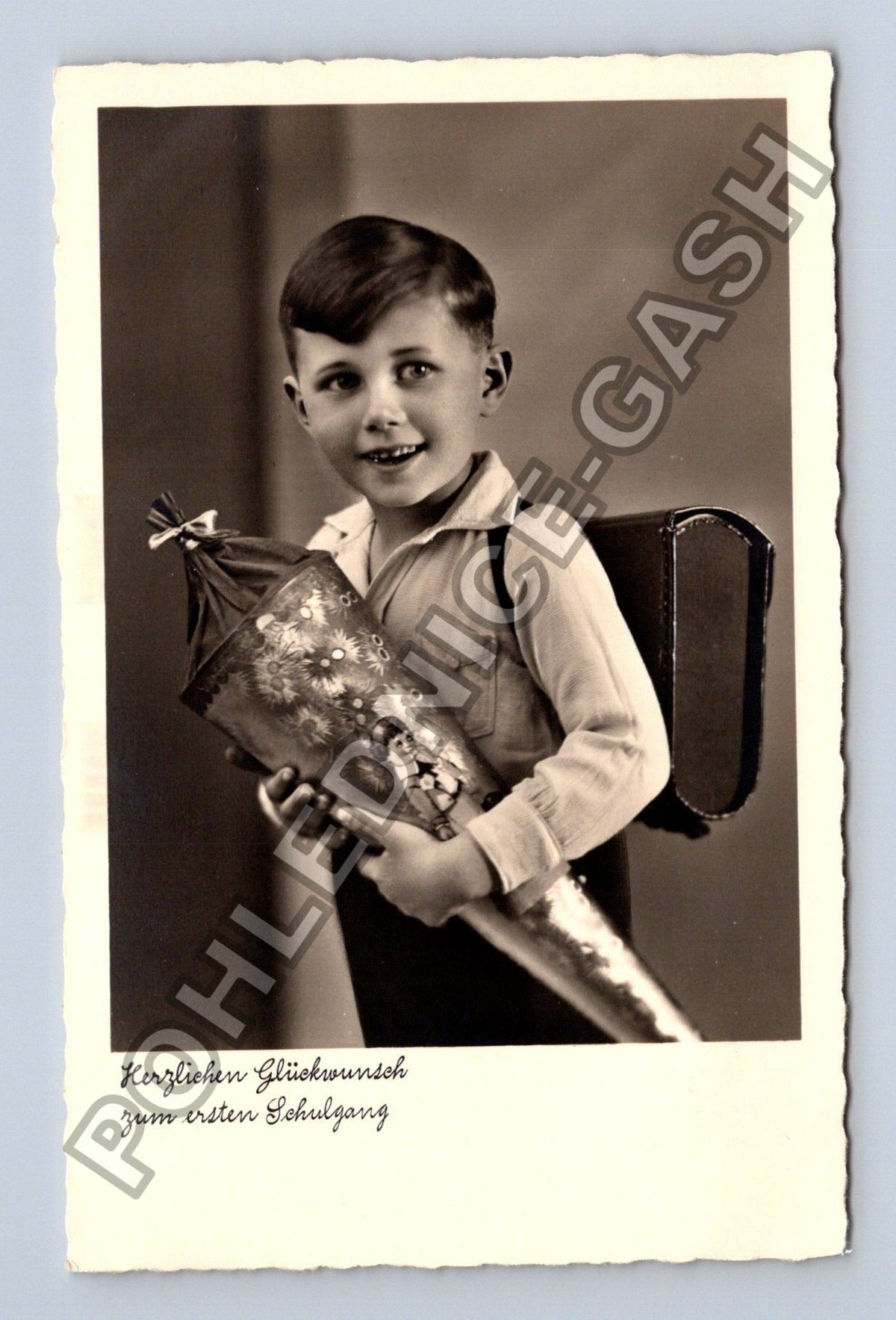 Pohlednice Chlapec s kornoutem do školy 1929 (M42240)