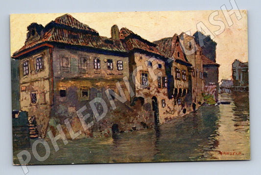 Pohlednice Praha U Helmů umělecký motiv Panuska (M4226)