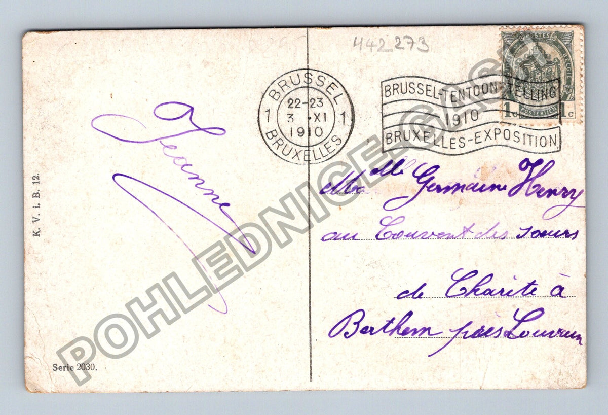 Pohlednice Belgie Brusel dítě s šeříkem 1910 (M42273)