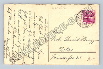Pohlednice Švýcarsko chlapec píše přání k narozeninám 1937 (M42276)