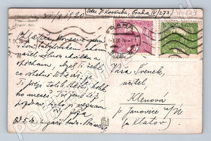 Pohlednice Praha panorama věží při západu slunce (M4229)