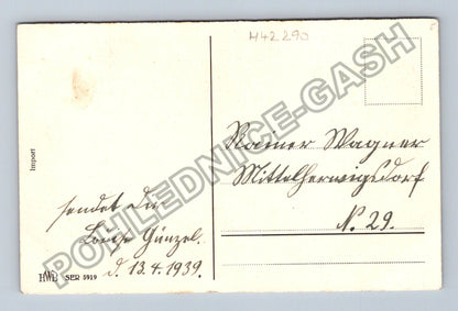 Pohlednice chlapec píšící u stolu nápis Lachend sollst 1939 (M42290)