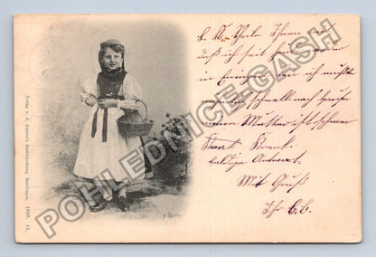 Pohlednice Dívka s košíkem Reutlingen 1897 (M42294)