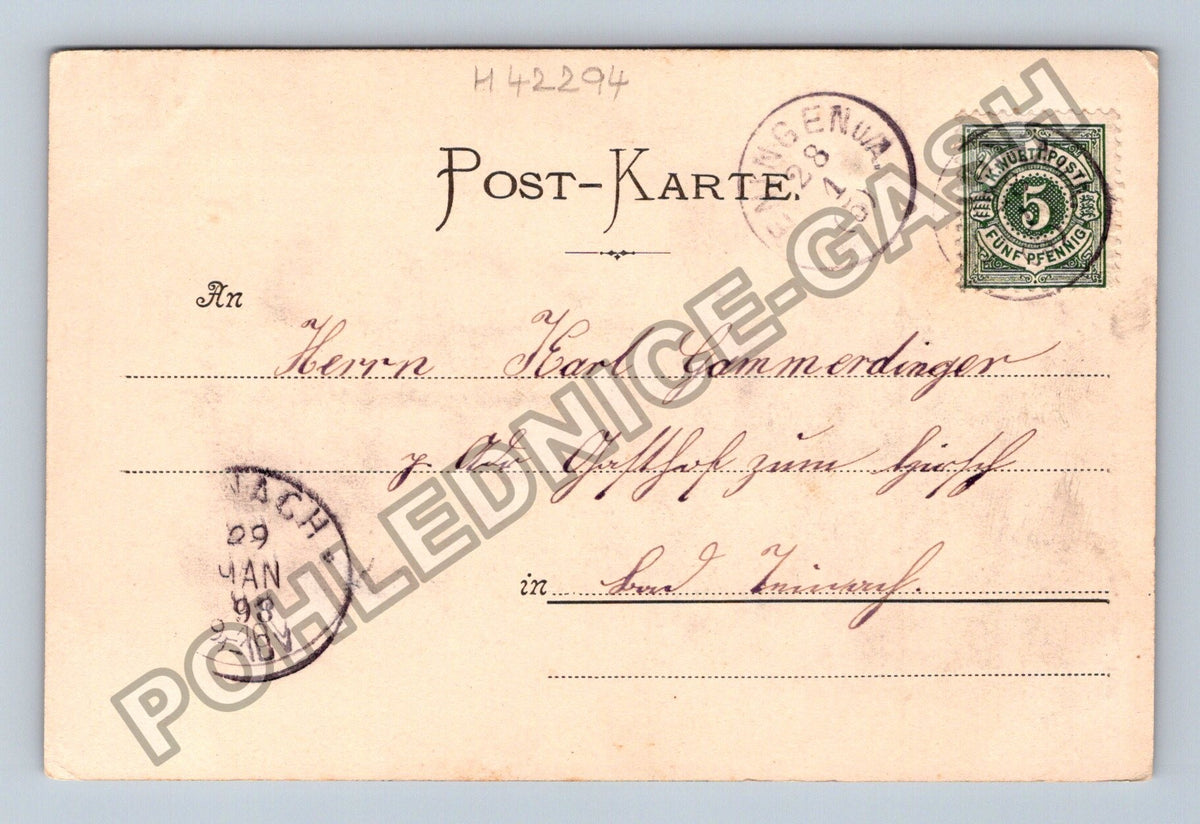 Pohlednice Dívka s košíkem Reutlingen 1897 (M42294)