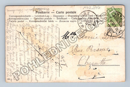 Pohlednice Francie žena v květinovém poli s dětmi (M42297)