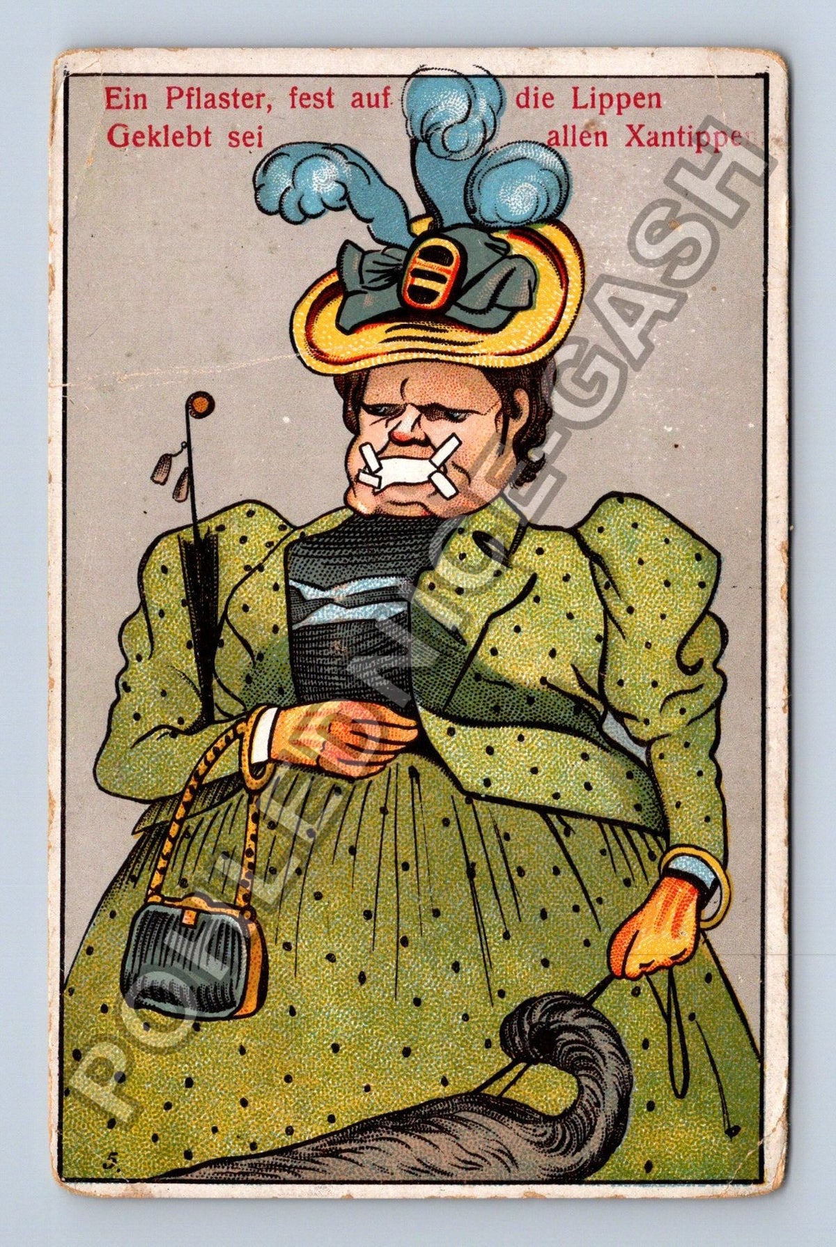 Pohlednice Německo Karikatura Xanhtippe cenzura úst (M42304)