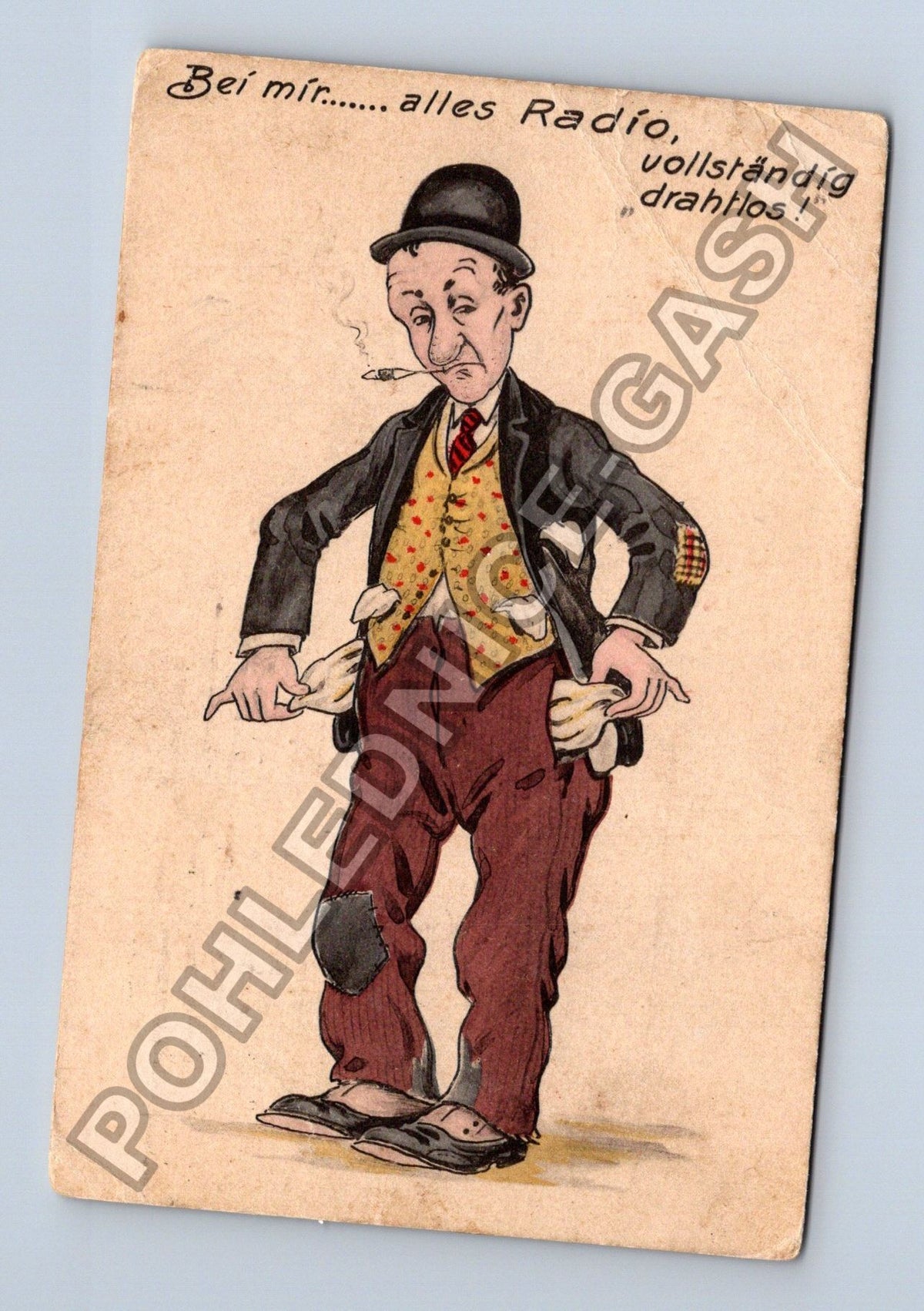 Pohlednice Německo karikatura chudák s prázdnými kapsami 1925 (M42307)
