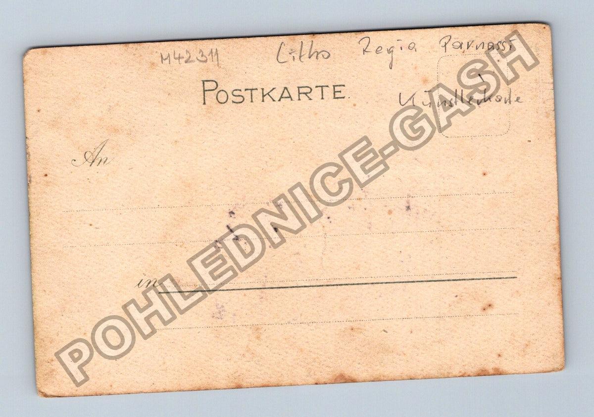 Pohlednice Parnassus umělecká satira německy (M42311)