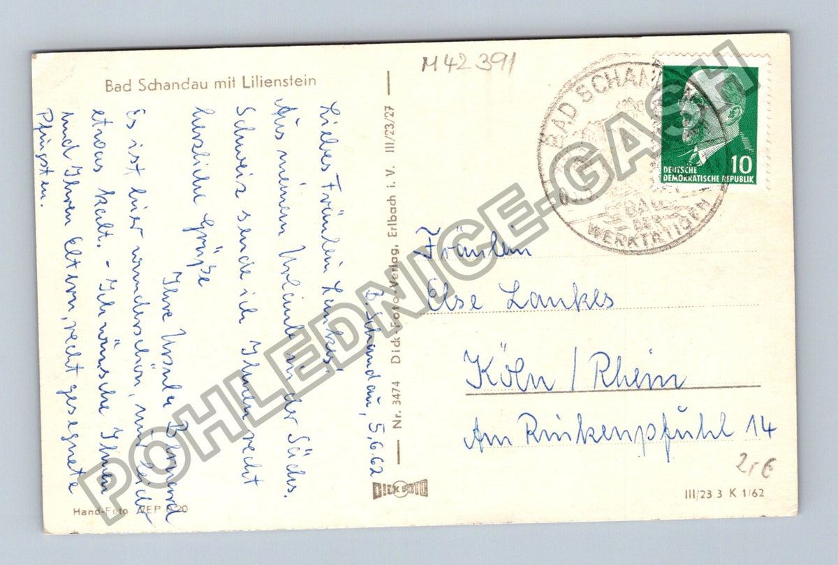 Pohlednice Německo Bad Schandau s Liliensteinem 1962 (M42391)