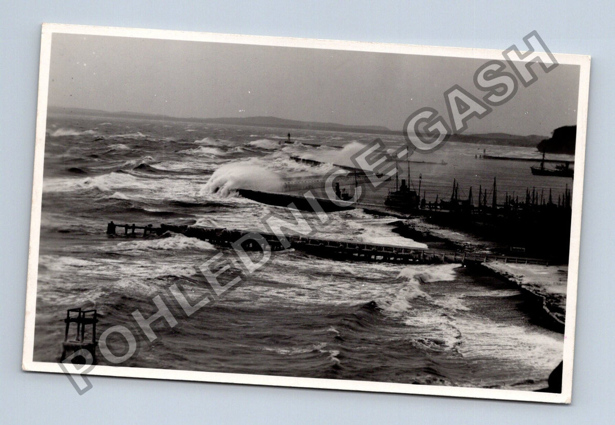 Pohlednice Německo Rügen Sassnitz přístav bouře 1937 (M42393)