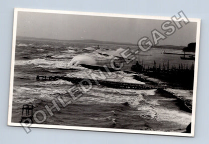 Pohlednice Německo Rügen Sassnitz přístav bouře 1937 (M42393)